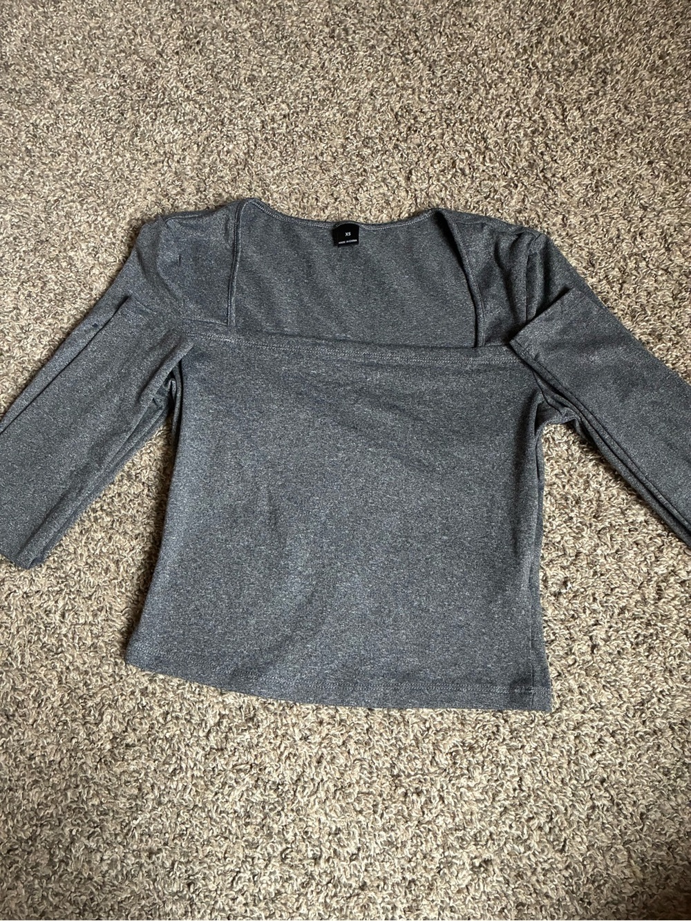 SHEIN Shimmery Gray Boatneck Long Sleeve Top